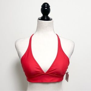 Body Glove Red Triangle Halter Back Tie Removable Pads Bikini Top Small NWT NOS